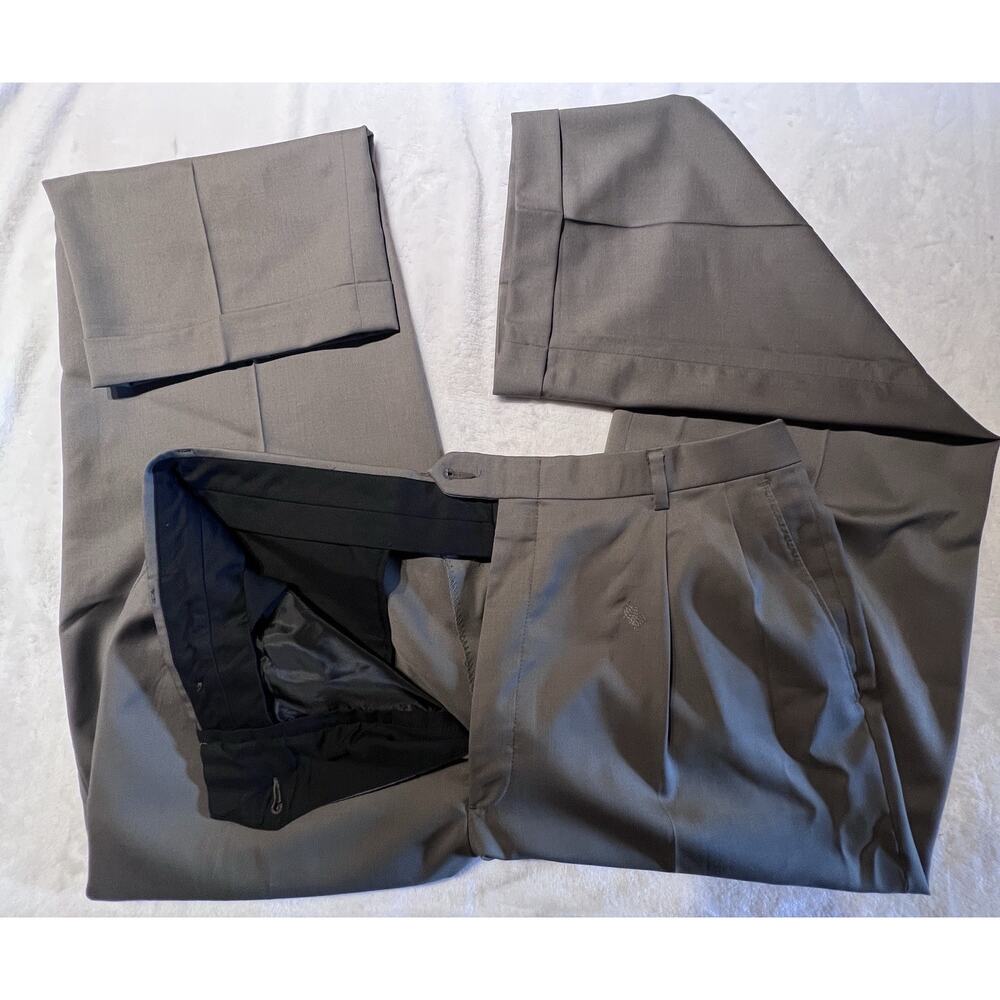 Vtg Hart Schaffner Marx Premium Classic 42-44L 35x30 Olive Green Gray Suit Note - Picture 7 of 16